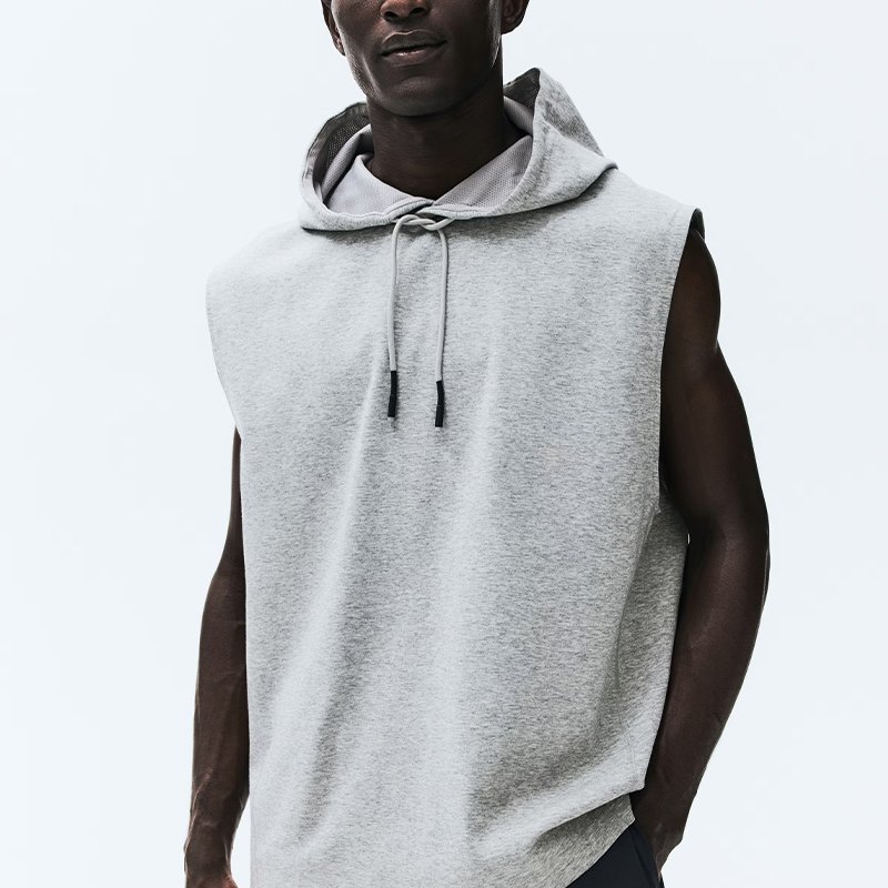 Men's Grey Sleeveless Hooded Sweatshirt