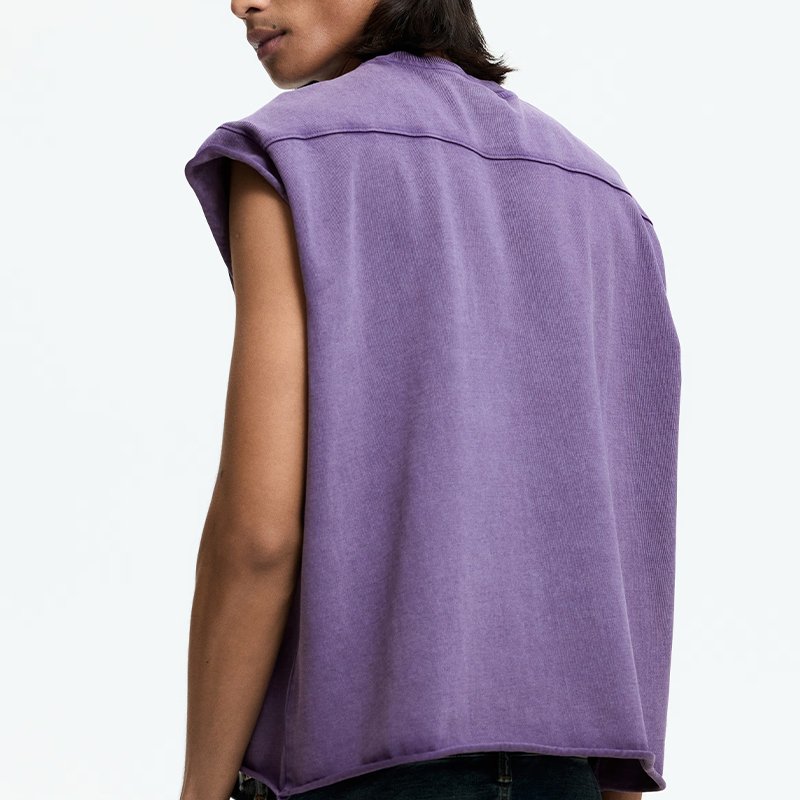 Men's Purple Loose-fit Crew-neck Vest - Image 3