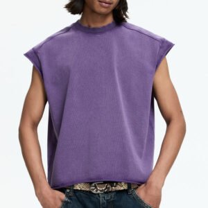 Men's Purple Loose-fit Crew-neck Vest