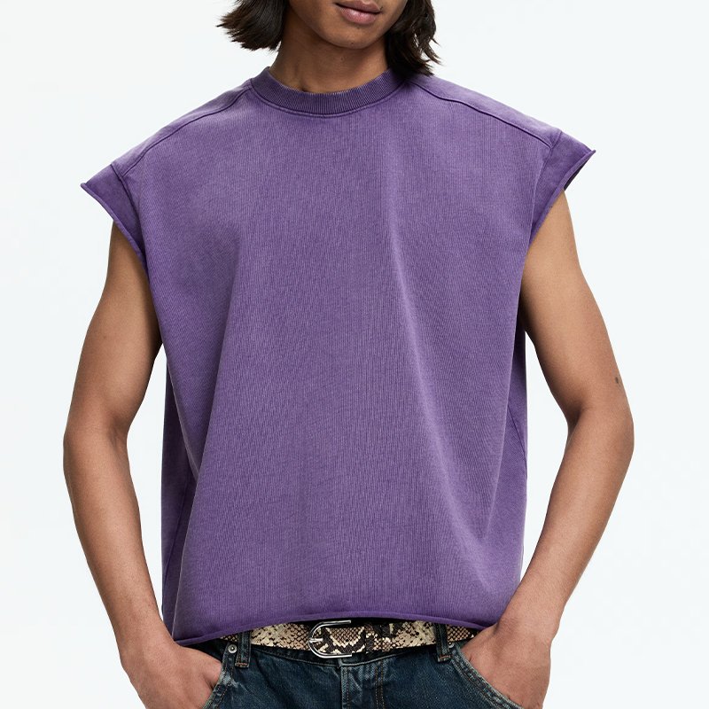 Men's Purple Loose-fit Crew-neck Vest