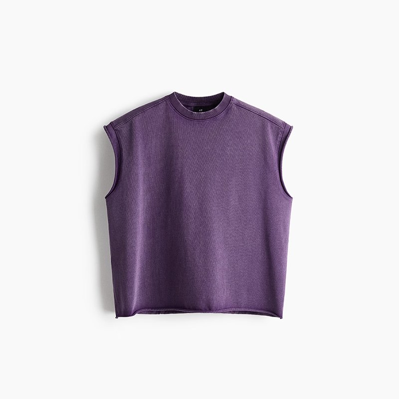 Men's Purple Loose-fit Crew-neck Vest - Image 4