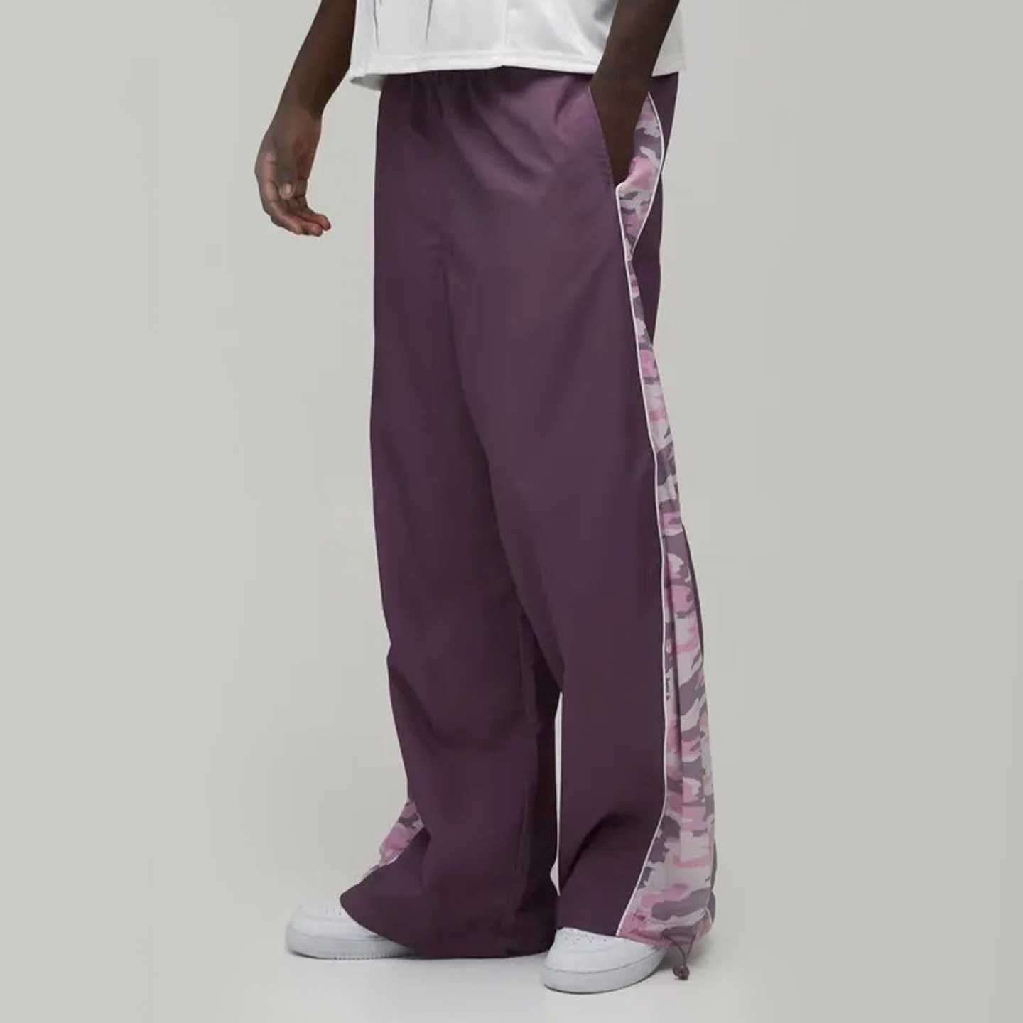 Wide-Leg Track Pants with Camo Side Panels