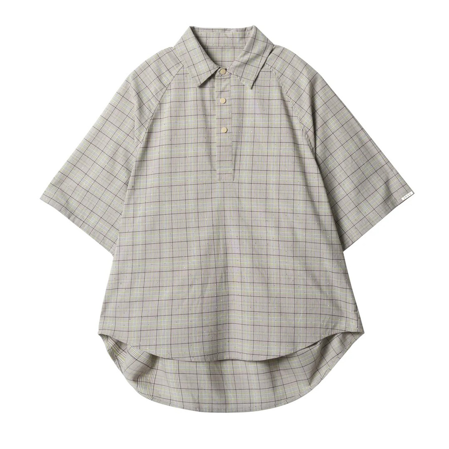Oversized Plaid Short Sleeve Pullover Shirt - Image 2