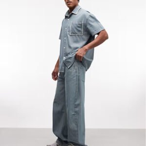 Relaxed-fit Jeans with A Retro Blue Stripe Pattern