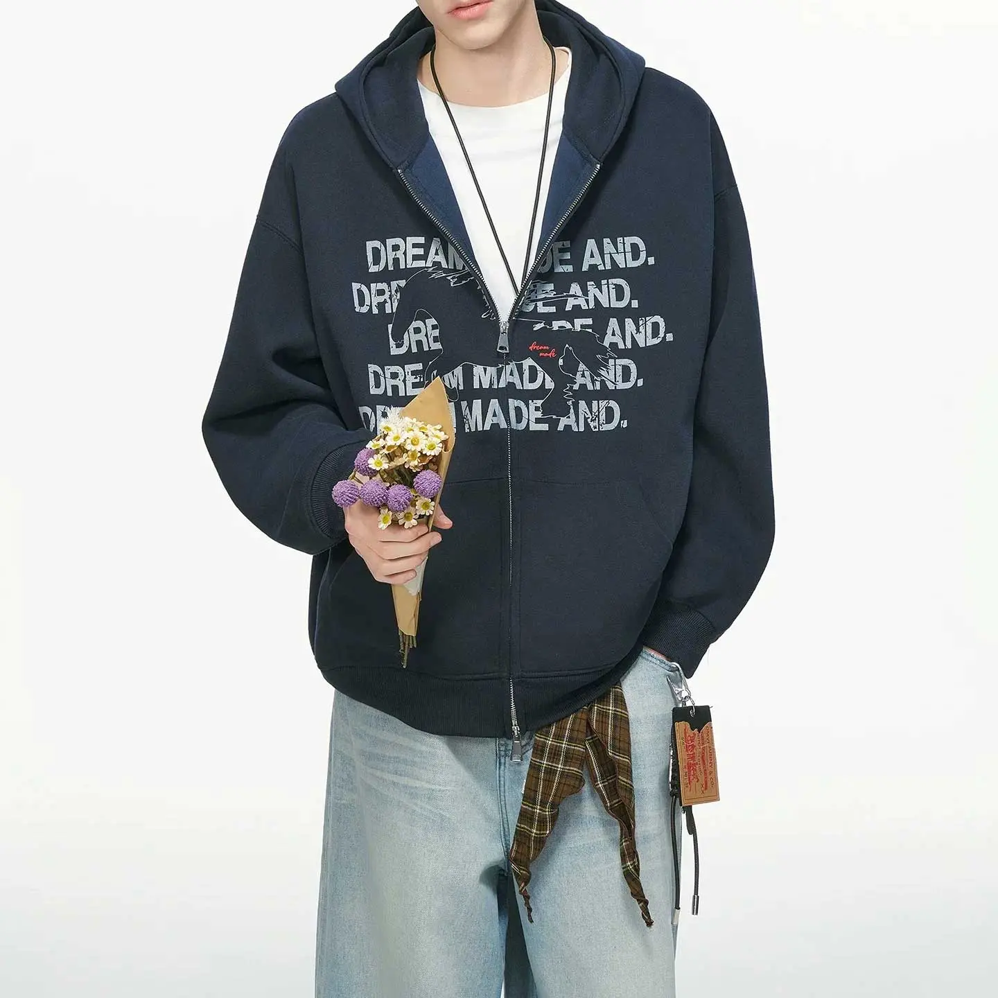 Oversized Graphic Zip-Up Hoodie - Image 2