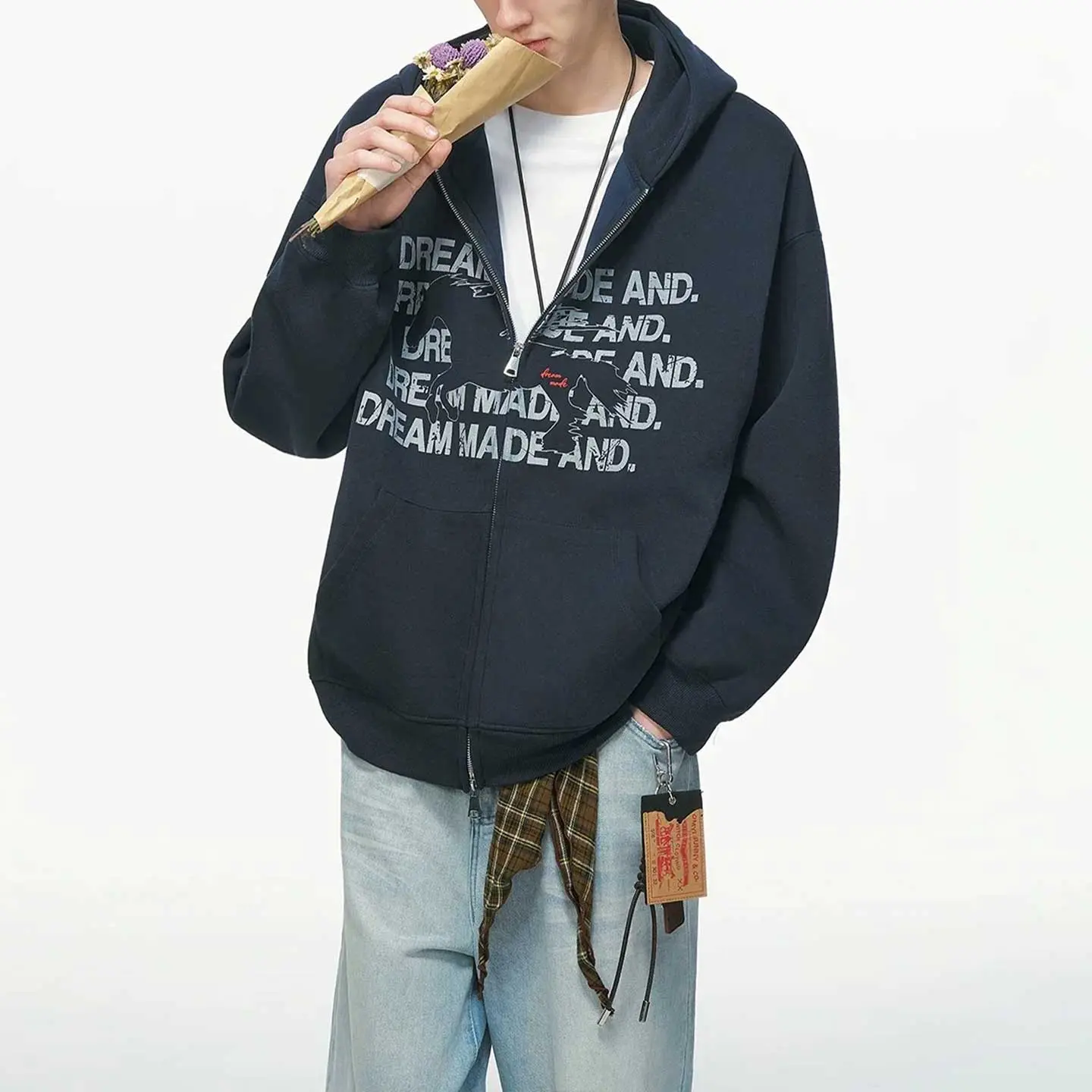 Oversized Graphic Zip-Up Hoodie - Image 3