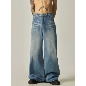 Men's Vintage Washed Wide-Leg Jeans