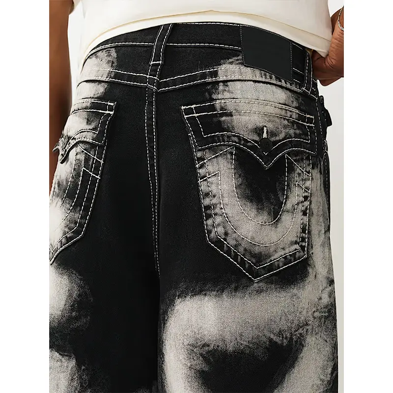 Spray Printing Washed Loose-fit Men's Jeans - Image 4