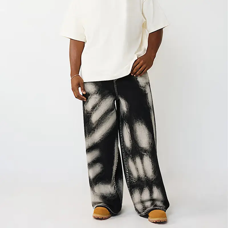 Spray Printing Washed Loose-fit Men's Jeans - Image 2