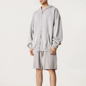Oversized Zip Hoodie and Shorts Set