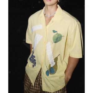 Men’s Fruit Patchwork Lace Cuban Shirt