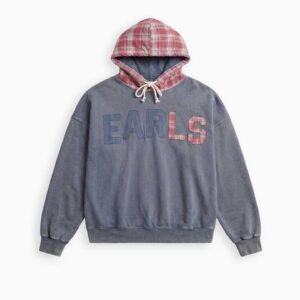 Vintage Wash Plaid Hood Appliqué Hoodie