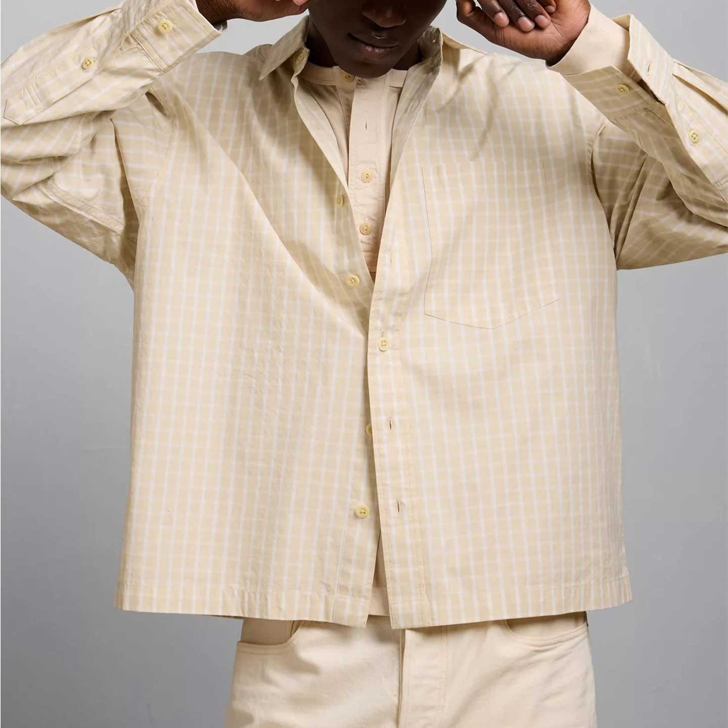 Men’s Striped Patch Pocket Button-Up Shirt - Image 3