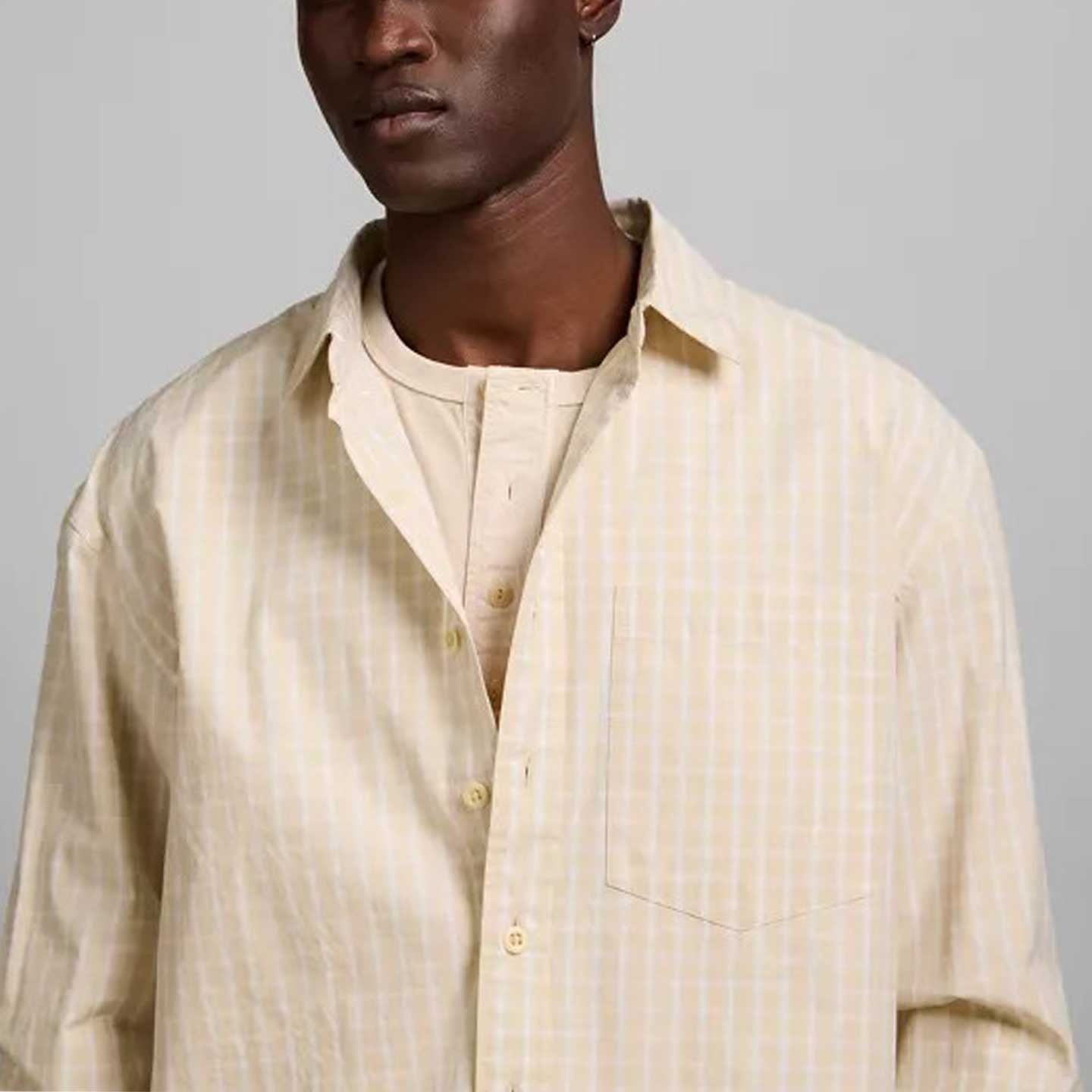 Men’s Striped Patch Pocket Button-Up Shirt - Image 2